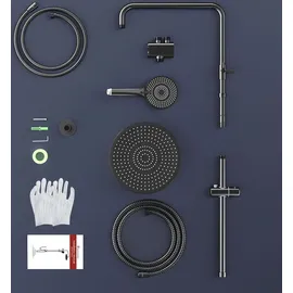 Rainsworth Duschsystem ohne Armatur Schwarz 25 cm