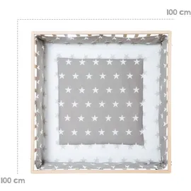 roba Laufgitter 100 x 100 cm Little Stars - Laufstall inkl. Schutzeinlage & Rollen - Baby Krabbelgitter aus Holz natur