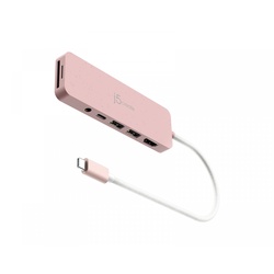 j5create USB-C-Multi-Port-Hub mit 60W Stromversorgung - Rosa