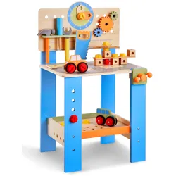 VEVOR Kinder Werkbank Holz 62-teilig Spielwerkzeuge Bauwerkzeuge ab 3 Jahren