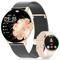 LIGE Smartwatch Damen(2 Armbändern),1.43" HD AMOLED Display Smartwatch mit Telefonfunktion,Fitnessuhr,Sportuhr mit 120+ Sportmodi,Schlaftracking,Menstruationszyklus,Uhr für iOS/Android,Schwarz-Gold