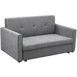 Homcom Schlafsofa 2-Sitzer Sofa mit Stauraum, Rückenkissen, Grau,