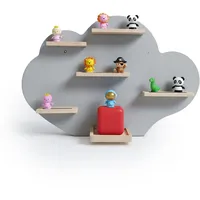 Relaxdays Toniebox Regal, magnetisch, für Musikbox & 20 Tonies, Wolke, HxBxT: 40 x 61 x 17 cm, Toniefigurenregal, grau