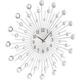 Relaxdays Wanduhr, glitzerndes Diamanten-Design, batteriebetrieben, Küchenuhr analog, Ø 50 cm, Wohnzimmeruhr, Silber