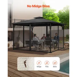Vevor Moskitonetz für Pavillon 4 Stück 3,05 x 3,96 x 2,07 m Schwarz