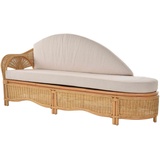 Krines Home Recamiere Rattan Recamiere Palm Chaiselongue Rattanliege mit Polster, Links, Rattanmöbel Lounge Liege gelb