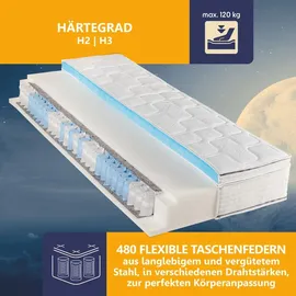Beco Federkernmatratze BeCo Diamant Plus, 26 cm Luxushöhe, Gelschaum Topper fest integriert, kein Verrutschen (90x200 cm, H2 (0kg-100kg))