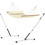 LA SIESTA - Alabama Vanilla - Gefütterte Stabhängematte Kingsize + pulverbeschichtetem Stahl-Gestell