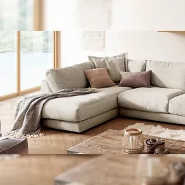 KAWOLA Wohnlandschaft U-Form Madeline Cord Longchair rechts cremeweiß