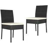 vidaXL Garten-Essstühle 2 Stk. Poly Rattan Schwarz