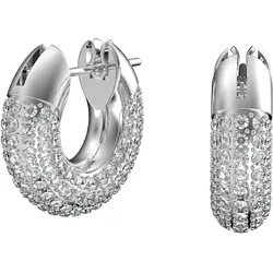 Paar Creolen SWAROVSKI "Dextera", grau (metallfarben, kristallweiß), Ohrringe, Damen, Metall, mit Swarovski Kristall
