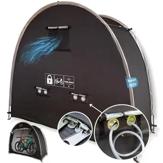 Diebstahlsichere Fahrradgarage für 2 Fahrräder | 3-Fach Sicherheit | Schwerer, abschließbarer Reißverschluss mit Schlossösen | Fahrradschuppen | Fahrradgarage Wetterfest | Ideal auch für 1-2 E-Bikes