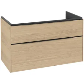 Villeroy & Boch Waschbeckenunterschrank 2 Auszüge 97,3 x 57,9 x 47,8 cm Nordic Oak / Volcano Black