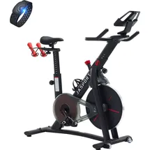 JASPORT Smart Indoor Speedbike S3, leise Heimtrainer, Magnetbremssystem, App mit Trainingskursen, Kinomap & Zwift kompatibel, inkl. Pulsgurt - Schwarz/Weiß