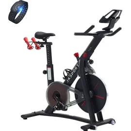 JASPORT Smart Indoor Speedbike S3, leise Heimtrainer, Magnetbremssystem, App mit Trainingskursen, Kinomap & Zwift kompatibel, inkl. Pulsgurt - Schwarz/Weiß