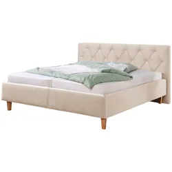 Polsterbett "Sunley 100", beige (beige, natur), B:183cm L:210cm, Struktur (100% Polyester), Strukturstoff (100% Polyester), GUIDO MARIA KRETSCHMER HOME & LIVING, Betten, Kreuzsteppung, Kopfteilhöhe 102 cm, ohne oder mit Matratze/Lattenrost