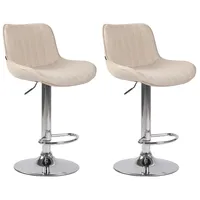 CLP 2er Set Barhocker Lentini Stoff creme/chrom