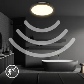 B.K.Licht - Deckenlampe Bewegungsmelder, IP54, warmweiß, Schwarz