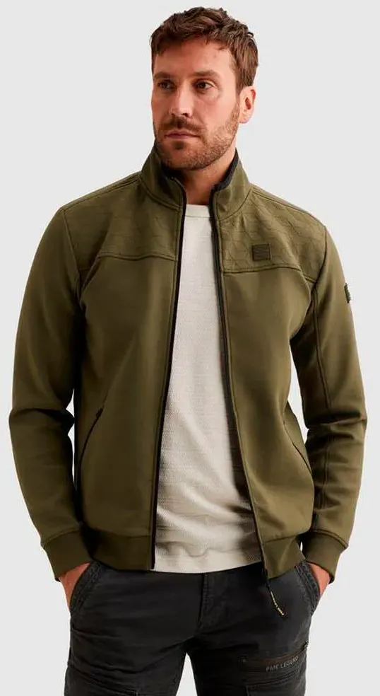 Sweatjacke PME LEGEND, Herren, Gr. L, grün (ivy grün), Sweatware, Obermaterial: 80% Baumwolle, 15% Polyester, 5% Elasthan, normal normal, ohne Ausschnitt, angesetztes Bündchen, Sweatjacken Sweatjacke, seitliche Eingrifftaschen mit Reißverschluss