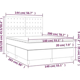 vidaXL Boxspringbett mit Matratze & LED Dunkelblau 140x200 cm Samt