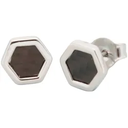 Paar Ohrstecker FIRETTI "Schmuck Geschenk Ohrschmuck Sechseck", schwarz (edelstahlfarben, schwarz), Ohrringe, Damen, Edelstahl-Carbon, Edelstahl, Carbon, Made in Germany - mit Carbon