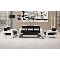 JVmoebel Sofa Ledersofa Couch Sofagarnitur 3+2 Garnitur Design Modern, Made in Europe schwarz|weiß