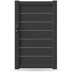 Gartentür, Einzeltor, Modell Düsseldorf, Aluminium, Anthrazit, flexible Befestigungssysteme, individuell konfigurierbar