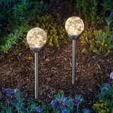 esotec LED Solar Steckleuchten Golden Balls 2er SET für außen outdoor 102312