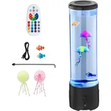 Mophorn Lavalampe 382 mm mit schwebenden Quallen und Blasen, 16 Farbwechsel-Effekte, integrierter Bluetooth-Lautsprecher, dekorative Stimmungslampe