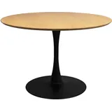 Trendmöbel24 Esstisch Tisch Esstisch RAKU NATURAL Eiche furniert Ø 110 cm runde Tischplatte beige|schwarz