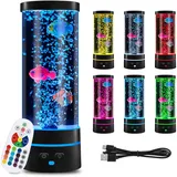 Ambesty Lavalampe, Blase Fischlampe LED Aquarium, Lavalampe LED mit Fernbedienung, Blasenlichtlampe mit Fernbedienung, 16 Farben Und 4 Modi Lavalampe Aquarium, für Zuhause Schlafzimmer Büro Geschenke