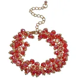 Steuer Armband goldfarben mit roten Glassteinen 23cm