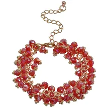 Steuer Armband goldfarben mit roten Glassteinen 23cm