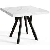 Esstisch Ausziehbar Rico 80-130cm, Marmur, Holzbeine, Modernes Design