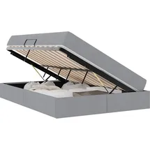 vidaXL Aufbewahrungsbett mit Matratze Hellgrau 140 x 200 cm Polyester 3399664