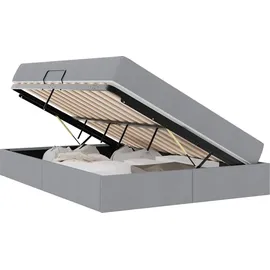 vidaXL Aufbewahrungsbett mit Matratze Hellgrau 140 x 200 cm Polyester 3399664