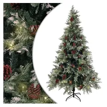 vidaXL Weihnachtsbaum mit Beleuchtung Grün/Weiß 195 cm