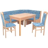 HOFMANN LIVING AND MORE Eckbankgruppe, (Spar-Set, 4 tlg., 4tlg. Set), Eckbank mit Stauraum unter den Sitzflächen, blau + blau + buche-nachbildung)