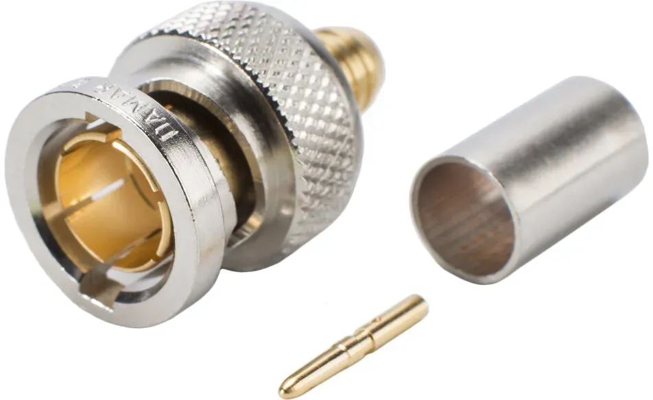 DAMAR & HAGEN BNC HD-SDI Crimp-Kabelstecker, gerade, nickelfarben