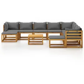 vidaXL 11-tlg. Garten-Lounge-Set mit Auflagen Massivholz Akazie
