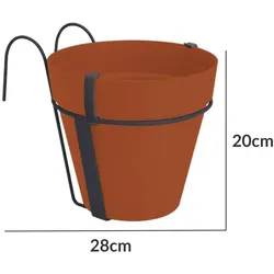 ELHO Blumentopf 3l mit Balkonhalterung 19,3x20x28 cm terracotta