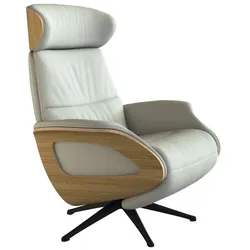 Relaxsessel FLEXLUX "Clement elektrischer Funktionsessel", weiß (warm weiß), B:81cm H:111cm T:90cm, Sessel, Größe M, Rücken & Fußteil elektrisch, Akku, Arml. Eiche, Fuß schwarz