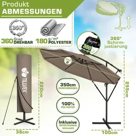 tillvex Ampelschirm Ø 350 cm Cappuccino
