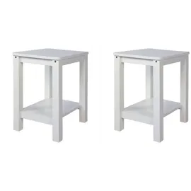 Homestyle4u Holzhocker 2er Set Holz 30 x 47 x 32 cm Weiß