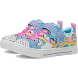 SKECHERS Twinkle Toes Sneaker, Blue Synthetic/Multi Trim, 34.5 EU
