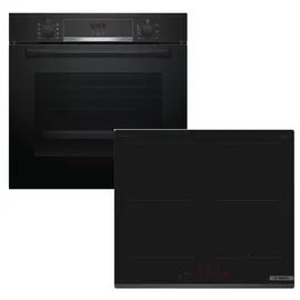 Bosch Herdset Bosch Backofen EcoClean Direct mit Induktionskochfeld PowerBooster autark 60 cm