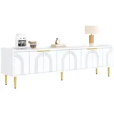 Okwish TV-Lowboard 170x35x47,5 cm Weiß Metall/MDF/Holzwerkstoff