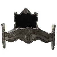 Casa Padrino Barock Bett Schwarz / Silber Bling Bling