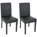 Mendler 2er-Set Esszimmerstuhl Stuhl Küchenstuhl Littau ~ Kunstleder, schwarz matt, dunkle Beine