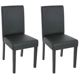 Mendler 2er-Set Esszimmerstuhl Stuhl Küchenstuhl Littau ~ Kunstleder, schwarz matt, dunkle Beine